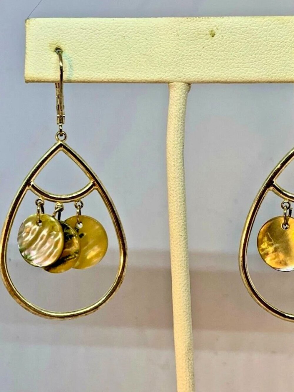 Beautiful! New Silver Plated w/Mother 0f Pearl Drops Earrings ~ 2 1/4" Long